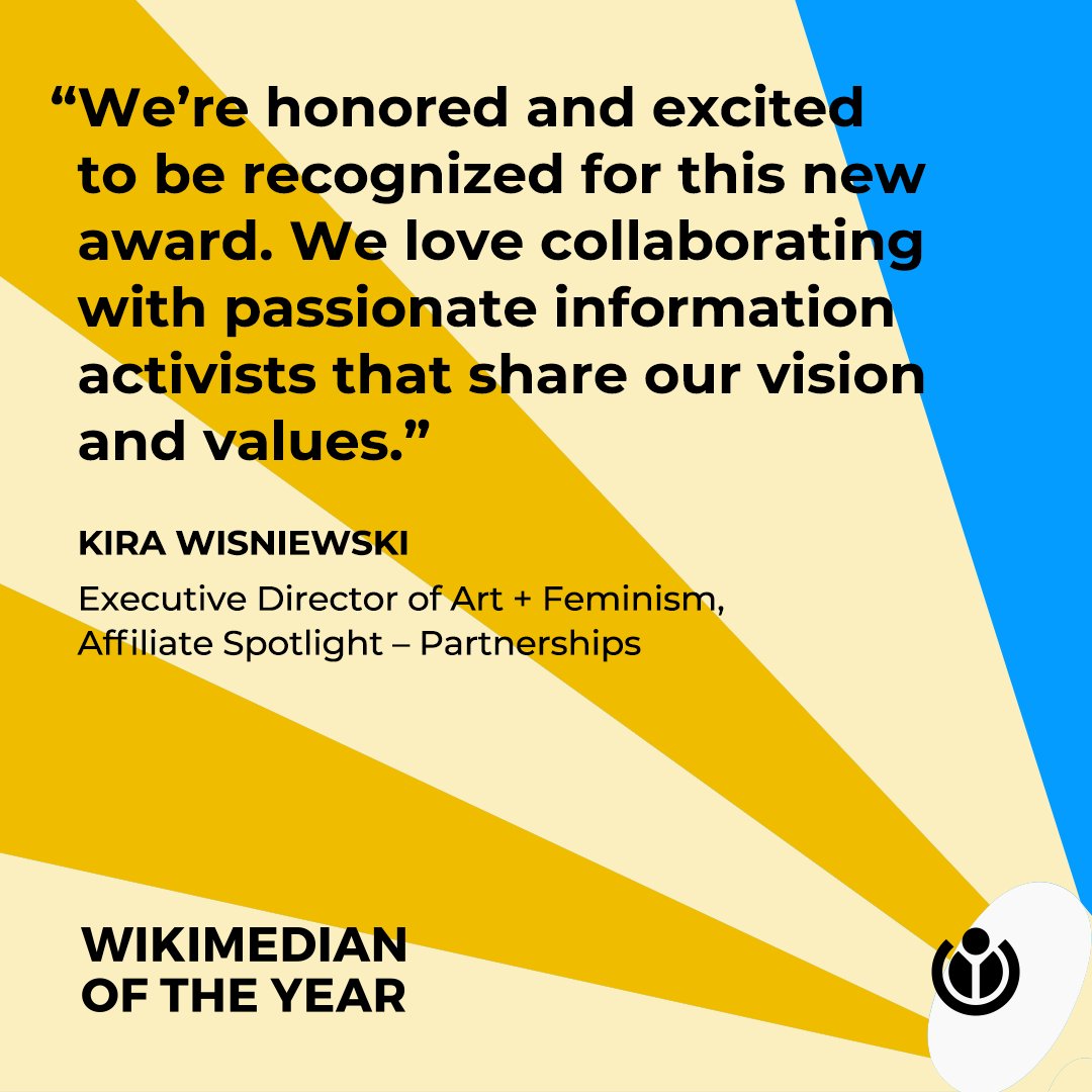 Since 2014, over 20,000 people at more than 1,500 events around the world have participated in @artandfeminism's edit-a-thons, resulting in the creation and improvement of more than 100,000 articles on @Wikipedia and its sister projects. #Wikimania2022