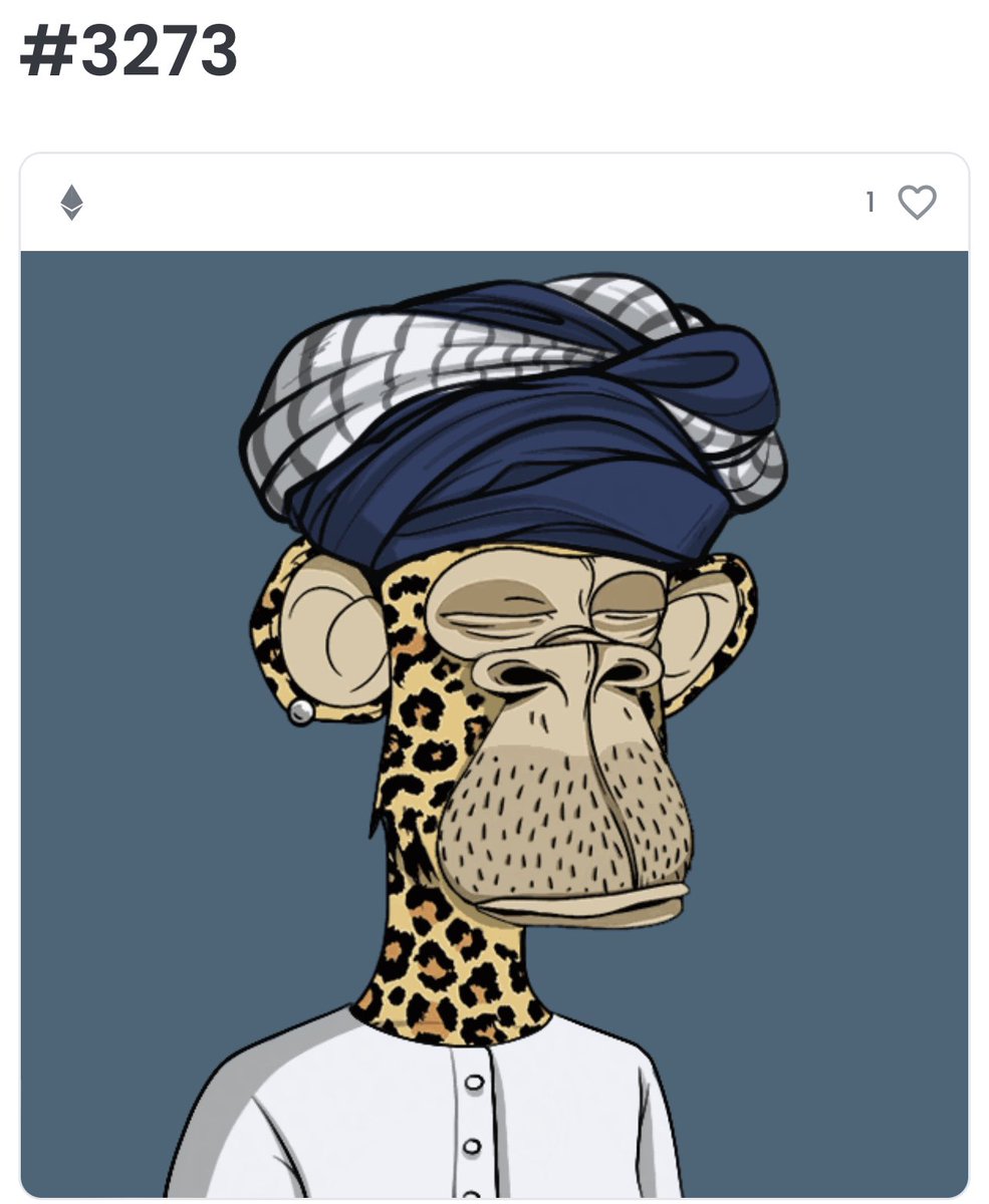 SaudiApes's tweet photo. Come win OG Ape #3273 ! Must be in the space to win ! ✅follow @ApeSaudis ✅100 rt ✅tag 3 Habibis https://t.co/gvFKkTtAqd