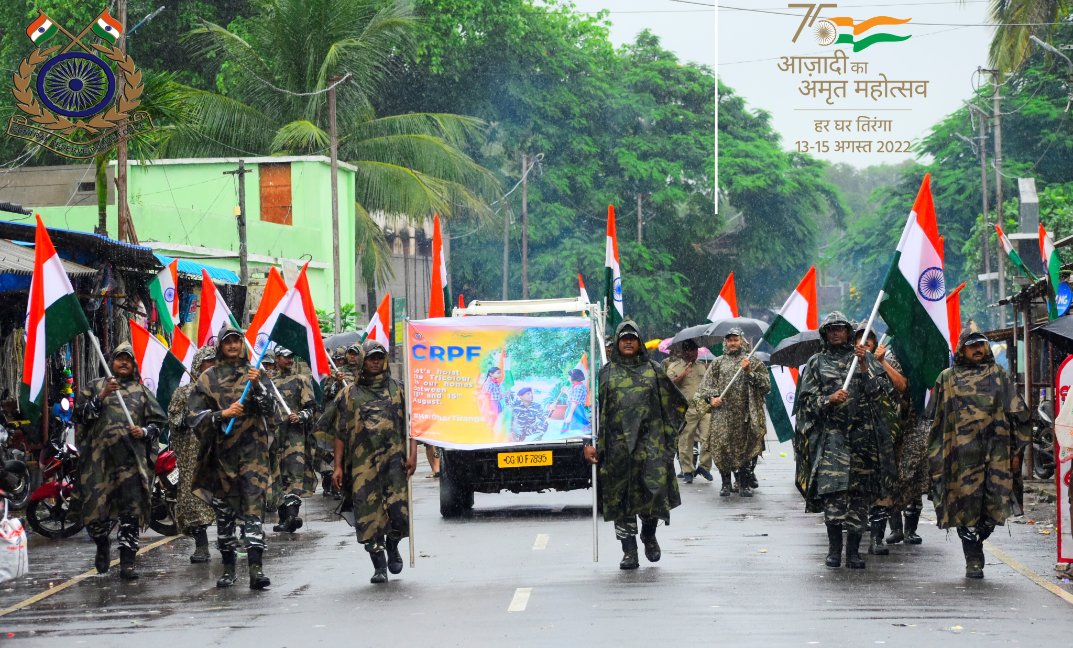 8Bncrpf's tweet photo. #HarGharTiranga Under #AzadiKaAmritMahotsav, continued on 14-08-22 and celebrated by Officers, Jawans and civilians  in the outskirts area of G-08 #CRRF,at Kotagarh and D-08 CRPF,at Chandrapur locations. Instilled the sense of patriotism in heart and mind of common citizens.#08BN https://t.co/RZzyu1vRF7