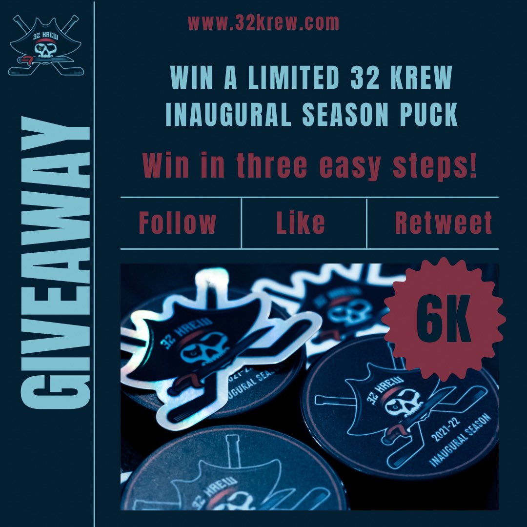 🚨GIVEAWAY🚨

To celebrate our 6k follower milestone on Twitter, we’re giving away one 32 Krew puck. Inaugural season design was limited to only 200. 

Entires close in 72hrs. Winner will be announced on 17 August @ 7pm PT. #SeaKraken  #32Krew