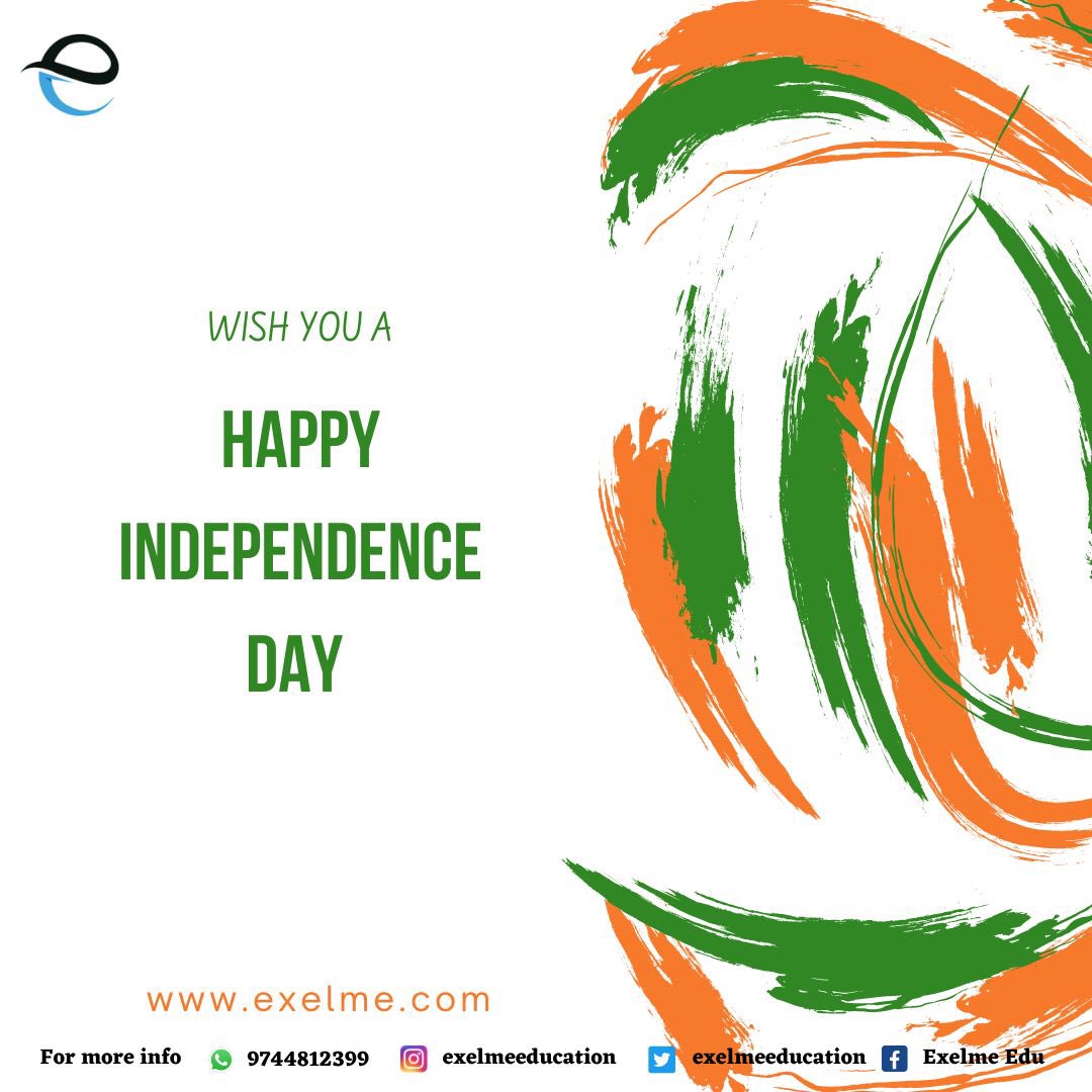 ExelmeEducation's tweet photo. Team Exelme is wishing you all a Very Happy Independence Day. 🇮🇳

#HappyIndependenceday2022 #happyindependencedayindia #Exelmeeducation #ResumeWriting https://t.co/4cwTyC670X