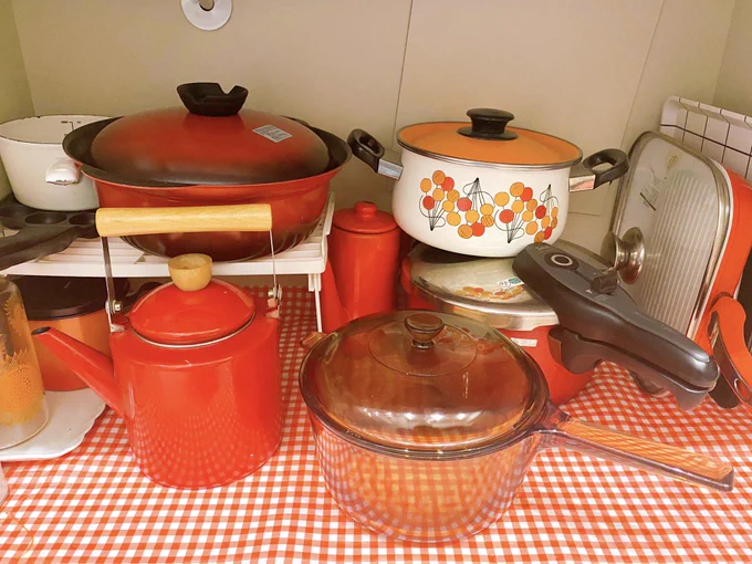 調理器具赤系で統一してたんだけどミントグリーンも導入した 