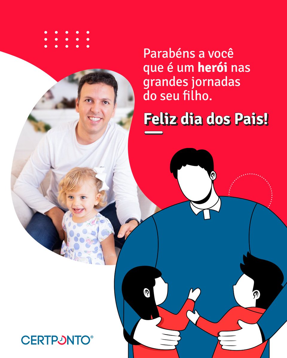 CERTPONTO's tweet image. Ser pai é ter alguém para dar orgulho todos os dias.

Feliz Dia dos Pais aos nossos clientes, colaboradores e parceiros nessa grande jornada que é a vida.

#felizdiadospais #certponto @aggrande