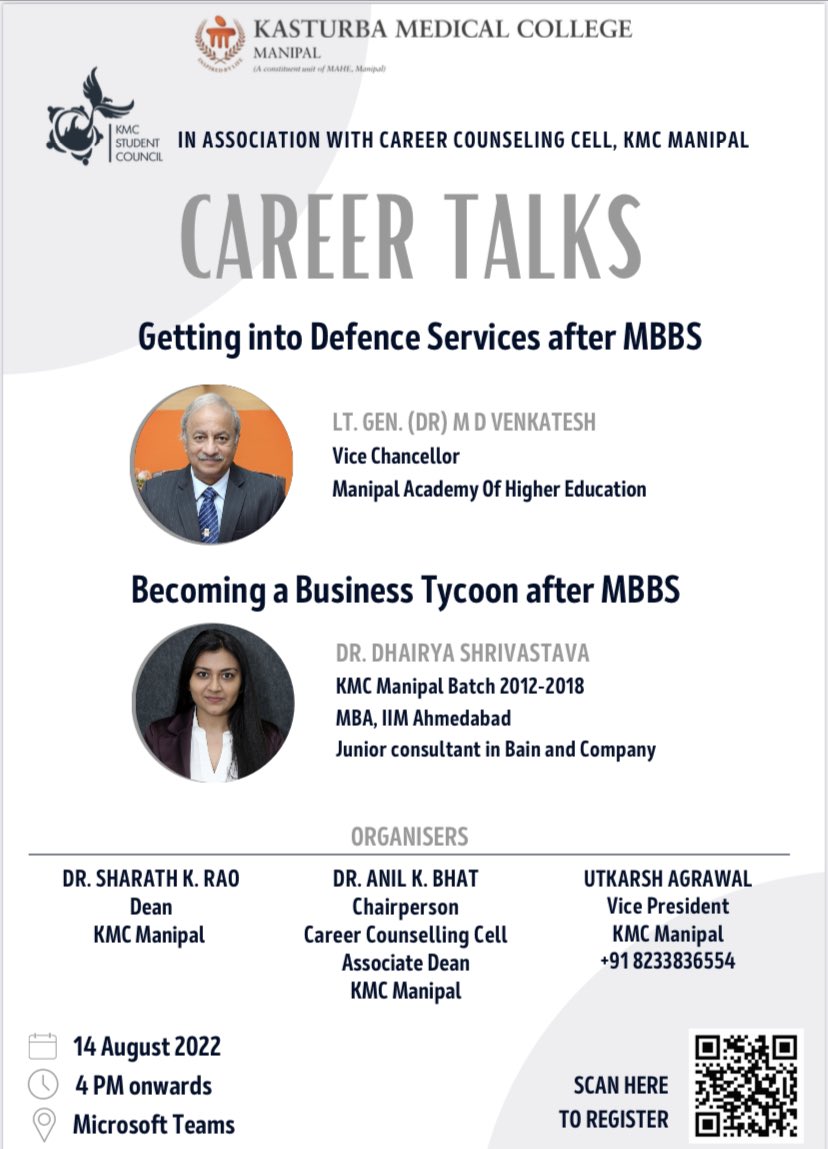 Anil Bhat (@anilbhatortho) on Twitter photo Being the Career counselling cell chairman,it was a pleasure to arrange a fascinating talk by our beloved Vice chancellor Lt Gen Dr M.D.Venkatesh sir on the eve of the #IndependenceDay to inspire our medical students to serve the nation in the Defence services
<a href="/core_kmc/">KMC Manipal Student Council</a> Being the Career counselling cell chairman,it was a pleasure to arrange a fascinating talk by our beloved Vice chancellor Lt Gen Dr M.D.Venkatesh sir on the eve of the #IndependenceDay to inspire our medical students to serve the nation in the Defence services
<a href="/core_kmc/">KMC Manipal Student Council</a>