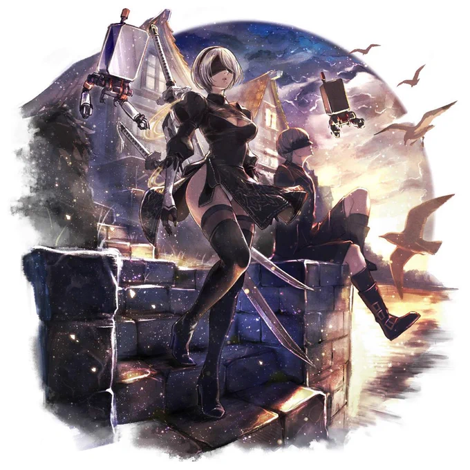 Official art | Octopath  Champions of the Continent - 2B and 9S 