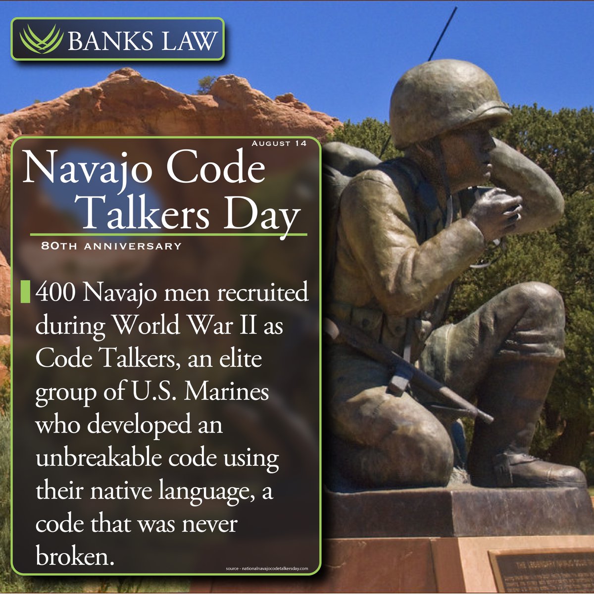 Tank = CHAY-DA-GAHI (Tortoise). Happy #navajocodetalkersday 
#bankonus #C2E