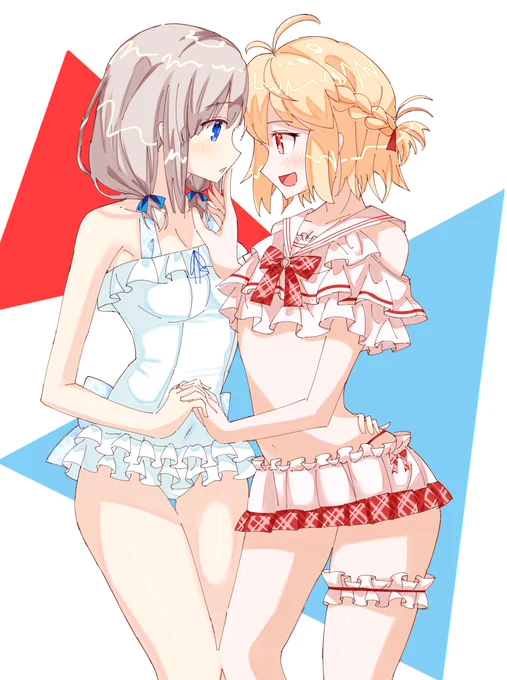 水着でいちゃいちゃする梨花れん#マギレコ 