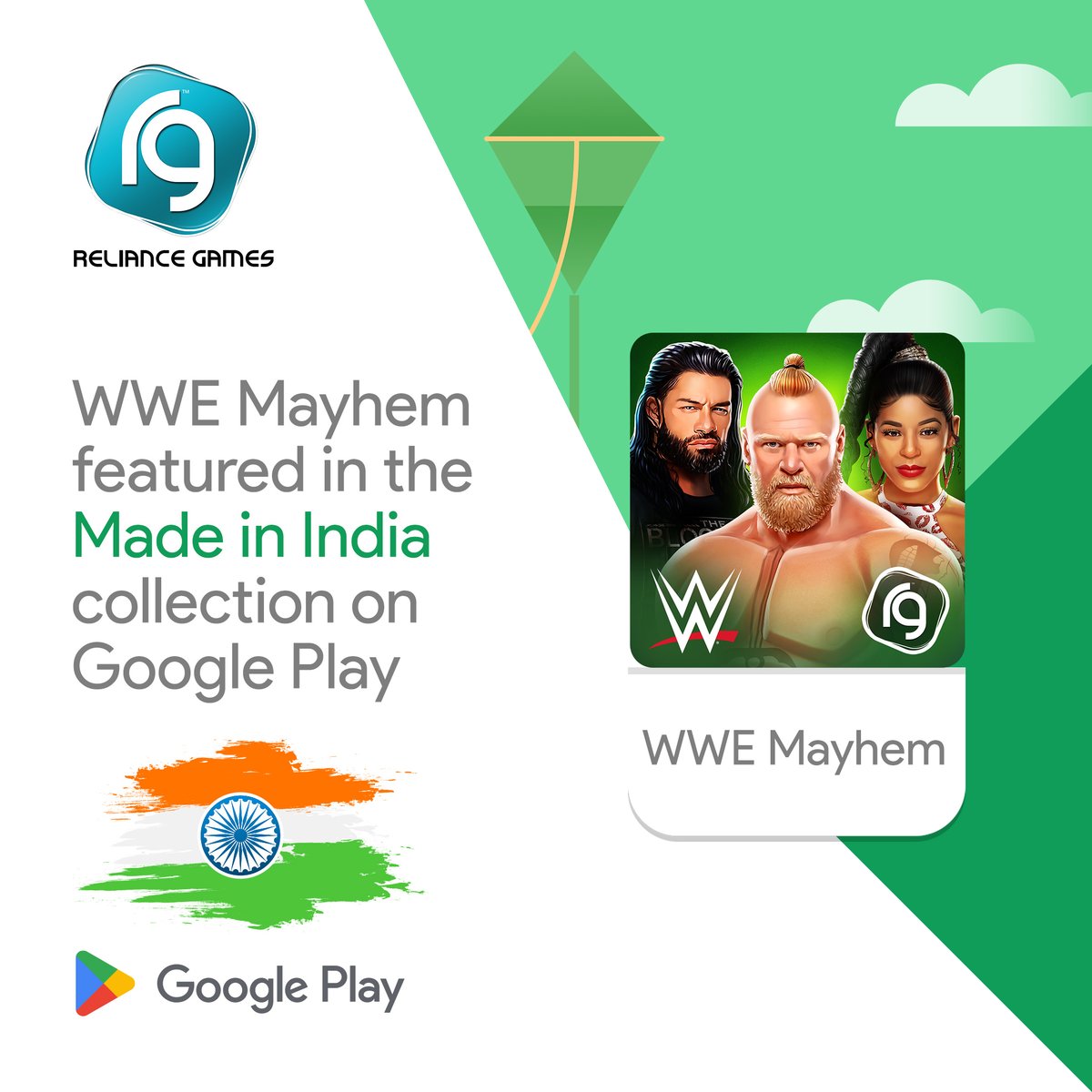 wwe_mayhem's tweet photo. On the occasion of 75th #IndependenceDay we are proud to announce that #WWEMayhem has been featured in the #MadeInIndiaCollection on #GooglePlay .
#IndiaKiUdaan #BringontheMayhem #mobilegame #WWE #AzadiKaAmritMahotsav #IndiaAt75 #independenceday2022 @GooglePlay @googledevs @WWE https://t.co/ZoNwBRshmR