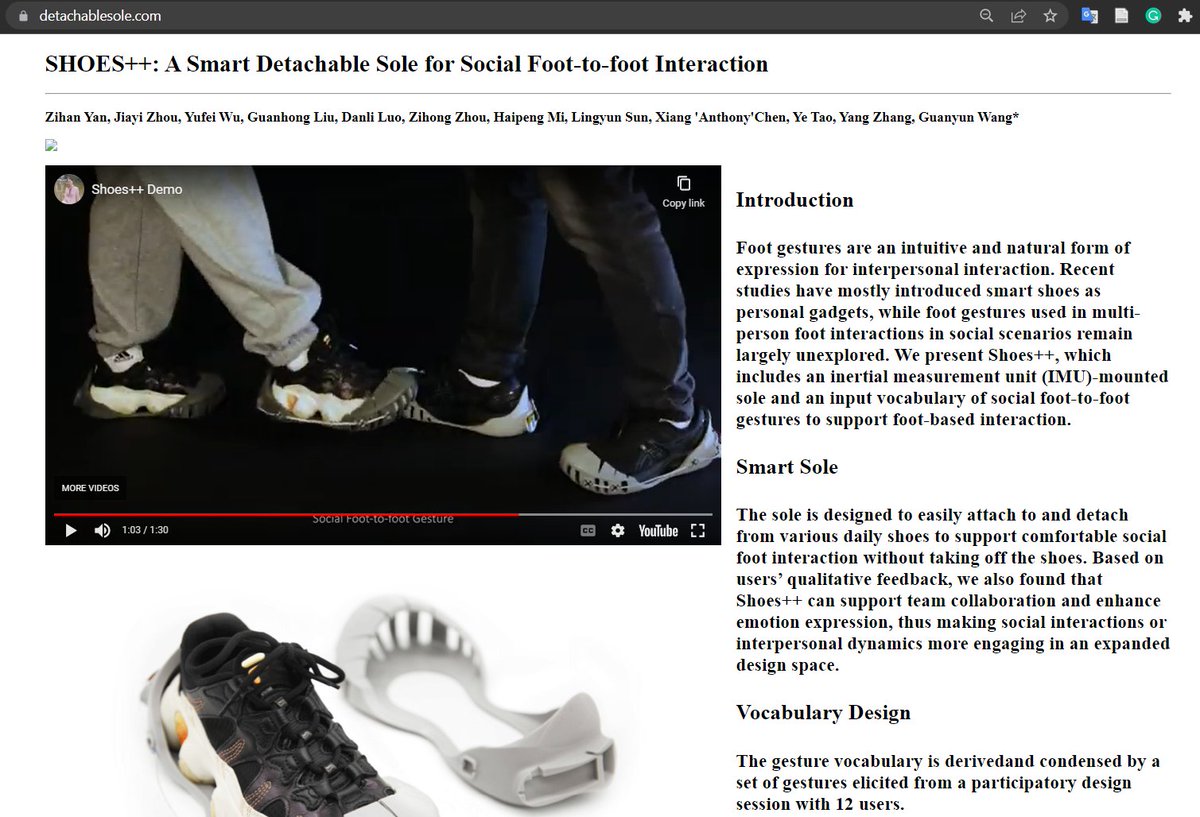 Zihan Yan (@yzihan_hci) on Twitter photo #Socialwearables "Shoes++" allows you to interact with people around you using your feet! #Ubicomp2022
paper link: doi.org/10.1145/3534620
project web: detachablesole.com
I’m thankful to my collaborators and mentors! <a href="/guanyun/">wang</a> <a href="/yanghci/">Yang Zhang</a> <a href="/_xiang_chen_/">Xiang 'Anthony' Chen</a> @Danli1uo #Socialwearables "Shoes++" allows you to interact with people around you using your feet! #Ubicomp2022
paper link: doi.org/10.1145/3534620
project web: detachablesole.com
I’m thankful to my collaborators and mentors! <a href="/guanyun/">wang</a> <a href="/yanghci/">Yang Zhang</a> <a href="/_xiang_chen_/">Xiang 'Anthony' Chen</a> @Danli1uo