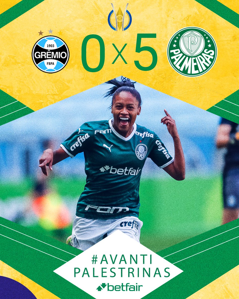 Palmeiras_FEM's tweet image. LARGAMOS NA FRENTE! 👊🐷 

Com gols de @_aryborges (3x), @duda17_santos e @C9rol_R, vencemos o Grêmio pelas quartas de final do @BRFeminino! O jogo de volta é em casa e VAMOS JUNTOS! 💚 

#AvantiPalestrinas #GRExPAL