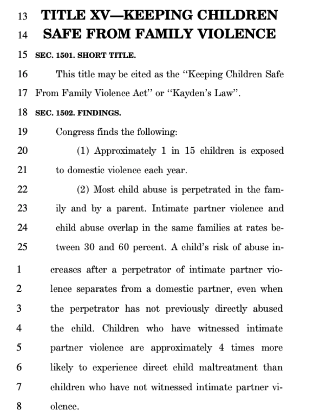 safe_parents's tweet photo. The next time ANYONE (including your own attorney, family, friends, judges, or lawmakers) says that you are not justified in your URGENT ACTION to protect our country's children (or your own), remind them on Mar 9, 2022 (12:12 a.m.) U.S. "Congress finds the following: #kaydenslaw https://t.co/6TTuOH1IJp