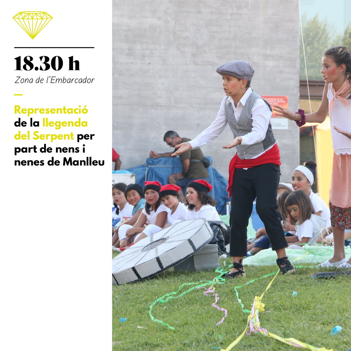 A les 18.30 h no podeu faltar a la representació de la llegenda del Serpent que faran nens/es de #Manlleu. 

Vindrà el Serpent? Podran amagar el diamant? 

Veniu-ho a veure al passeig del Ter!

📸: @radiomanlleu 

#festaserpent #serpentdemanlleu #serpentdelsmenuts #FMManlleu22