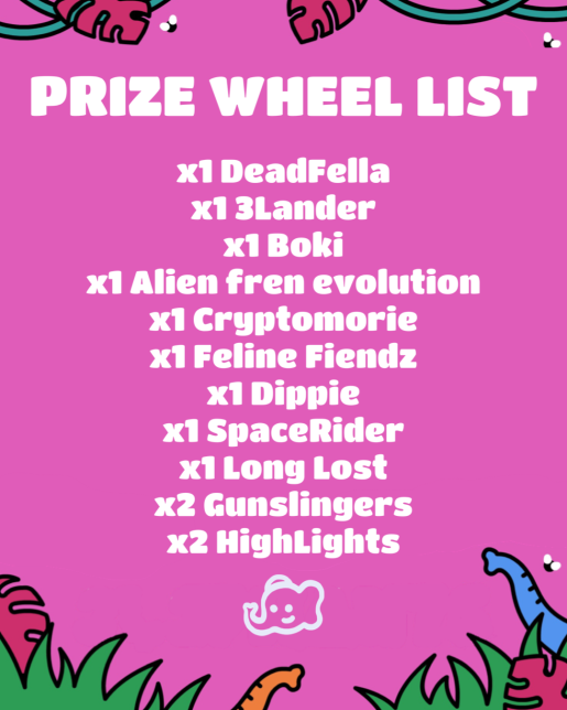 3L3Phants 🐘 (@3l3nft) on Twitter photo IT'S STAMPEDE SUNDAY!!
This weeks winner will spin a prize wheel LIVE on our weekly space, WED 9PM EST.
The winner must be an 3L3 Holder by time of the draw to claim their prize!
To Enter:
- Like & Retweet
- Tag a Herd of frens
- Follow
<a href="/3L3NFT/">3L3Phants 🐘</a>
- Hold an 3L3
🧵1/2
#3L3Herd IT'S STAMPEDE SUNDAY!!
This weeks winner will spin a prize wheel LIVE on our weekly space, WED 9PM EST.
The winner must be an 3L3 Holder by time of the draw to claim their prize!
To Enter:
- Like & Retweet
- Tag a Herd of frens
- Follow
<a href="/3L3NFT/">3L3Phants 🐘</a>
- Hold an 3L3
🧵1/2
#3L3Herd