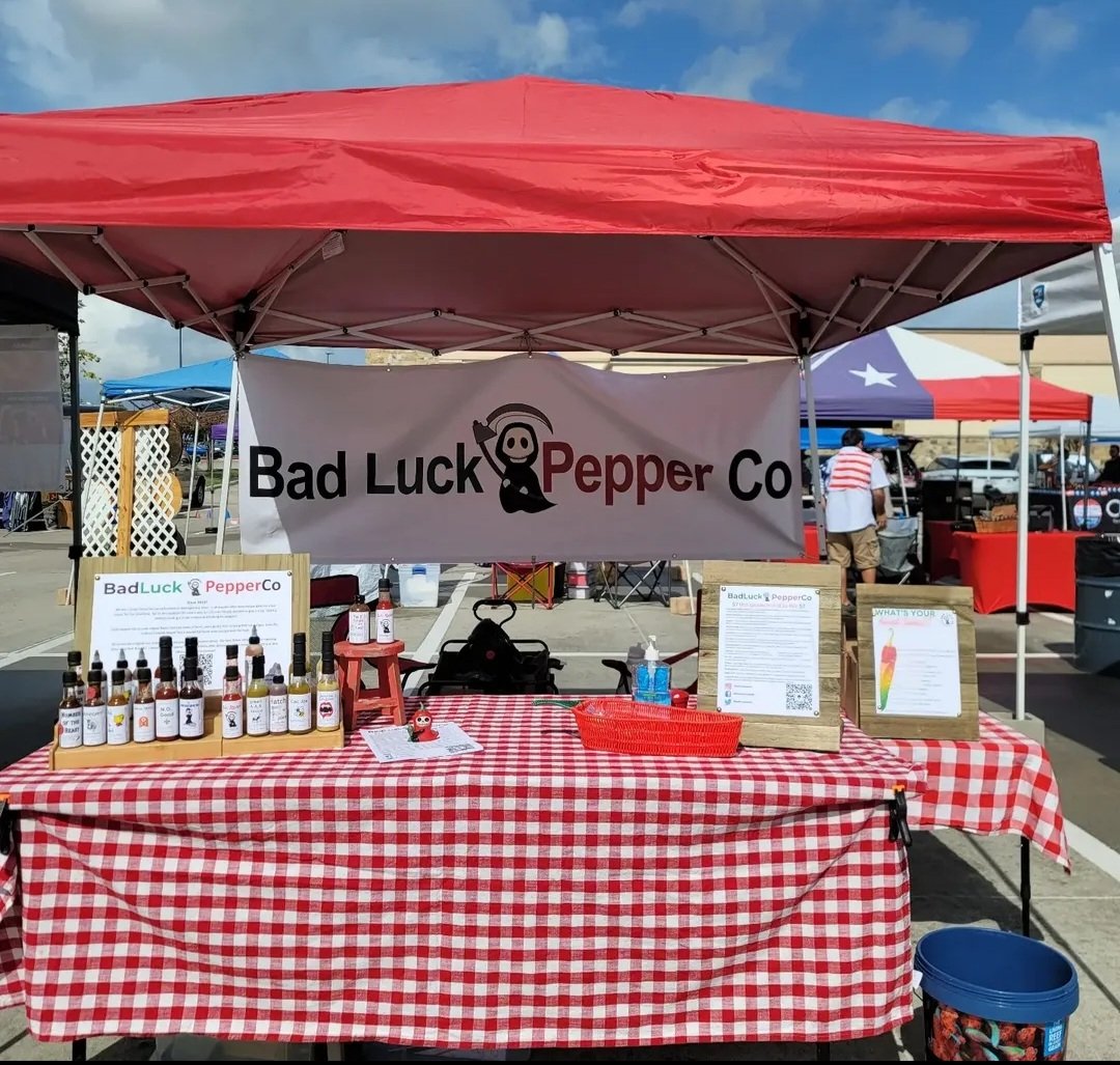 badluckpepperco's tweet photo. Ready to go today Rayford Sunday Market come try some sauces! #rayfordsundaymarket  #hotsauce  #hotpeppers #hotsauceporn #hotsaucelover #hotsauceaddict  #hotsauceoneverything  #hotsauces #hotones #hotpepper #hotsaucelife  #scoville #spicysauce   #superhotpeppers  #hotsauceinmybag https://t.co/OYsu1goqzq
