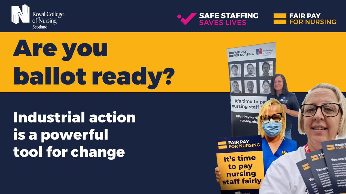 RCNScot's tweet photo. Eligible members working for the NHS in Scotland will be balloted on industrial action from 15 September. Your strength is in your numbers. Get ballot ready:
Update your details
Order workplace materials
Stay in touch
More info: https://t.co/ydVi1KXABh https://t.co/yOgYAMzush