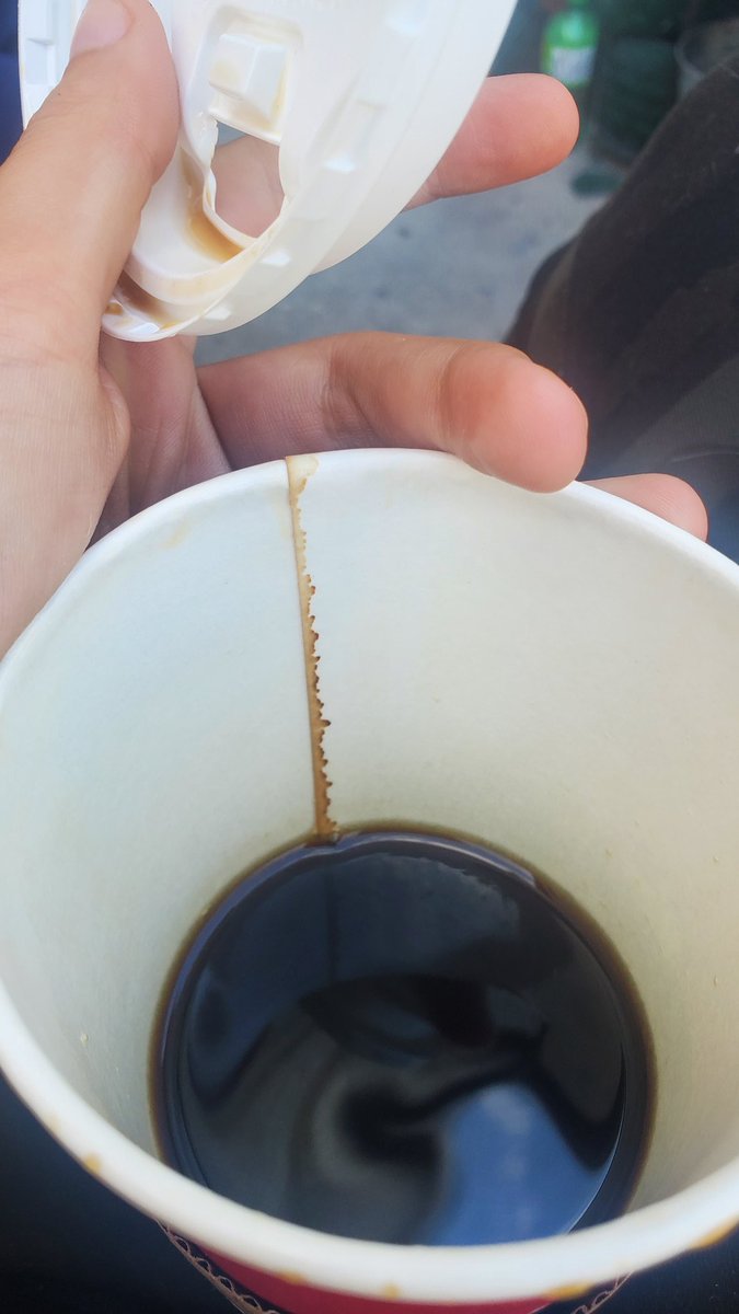 ClutchRes's tweet photo. @TimHortons just bought this. My coffee is black and seems to have melted the wax seal in the cup and is now leaking. Am I now drinking wax? How is this allowed? https://t.co/7A1uXM4YGS