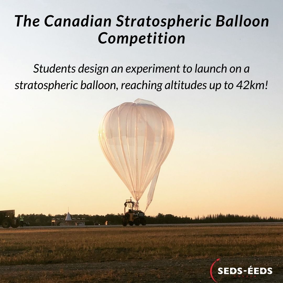 sedscanada's tweet photo. One week left before our teams launch their stratospheric balloon payloads! Stay tuned as StratoNeers from UBCO and Astrobubble from Carleton University will be flying their experiments in Timmins Ontario on August 21st-25th. To learn more, visit https://t.co/r46SYyTElP
#cndspace https://t.co/LfgBxZwZSK
