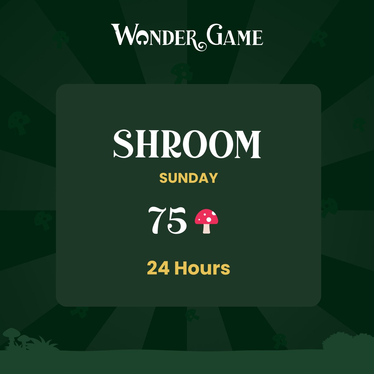 wonderdotgame's tweet photo. ✨🍄SHROOM Sunday Giveaway🍄✨

Starting NOW - Hosted in Discord for 24 Hours: https://t.co/7dA84ojcLV

5 winners - 75 $SHROOM each 

#WonderGame #TeaParty #Giveaway #NFTCommunity #ETH #Ethereum #Polygon $MATIC #GameFi $SHROOM https://t.co/7n4vCogLZN