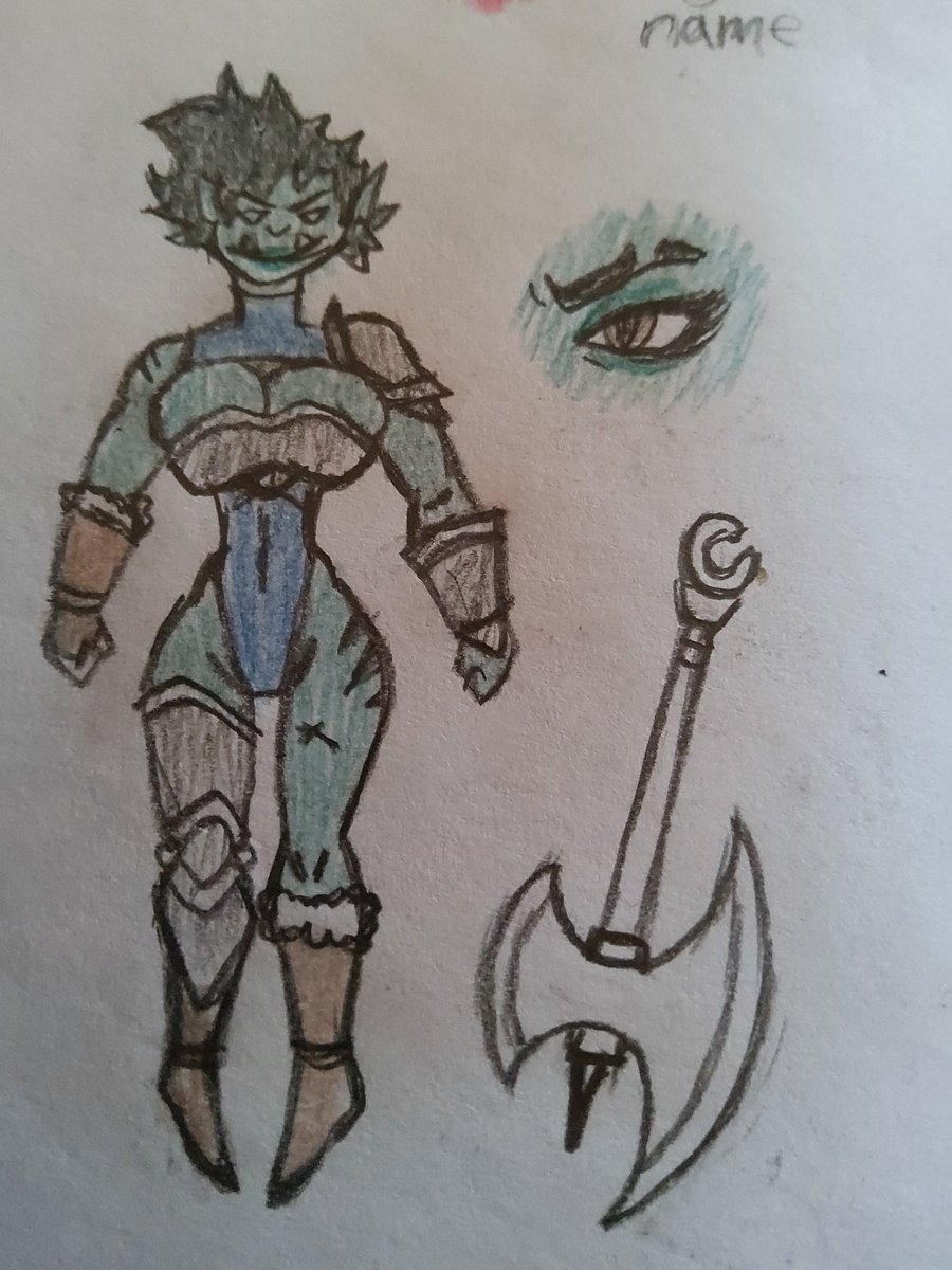 LaughingHelm's tweet photo. My friend Kazoo recently decided to draw a goblin lady, so i drew her with a really old orc lady design i had laying around that i never got around to updating until now. Hope she doesnt mind me posting this here.

#goblingirl #orclady https://t.co/3Qbn8A6RnS