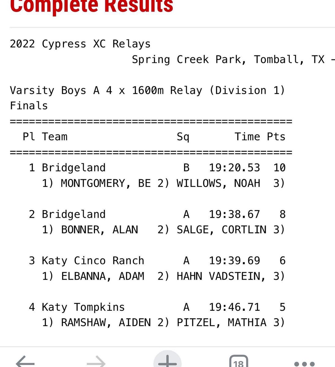 bridgelandtfxc's tweet photo. Bridgeland Boys XC had a great day at the CFISD XC Relays going 1st and 2nd in the varsity race and 1st in the JV race with a team of 2 freshmen!!  Great results from all the lads with great things to come. #bbbxc #bbbdsquad https://t.co/UvYPbZpBKi