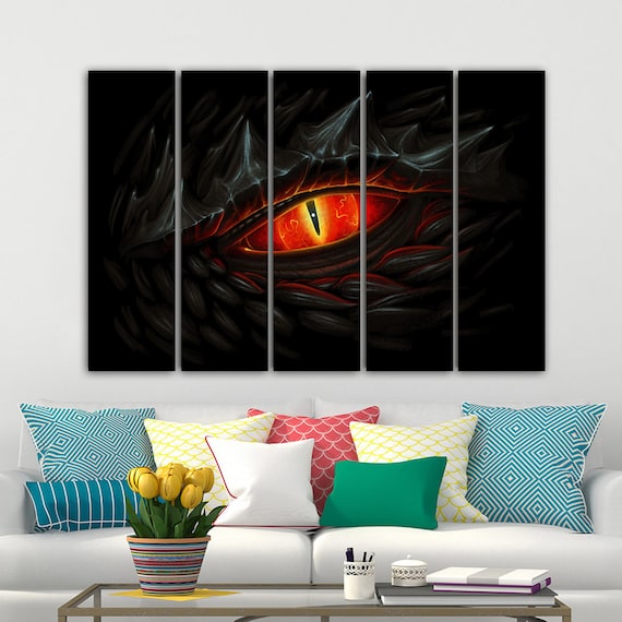 Dragon Canvas Wall Art, Dragon Wall Art, Dragon etsy.me/3pijkut #dragonwallart #dragonprints #eyeofthedragon #blackdragonprints @etsymktgtool