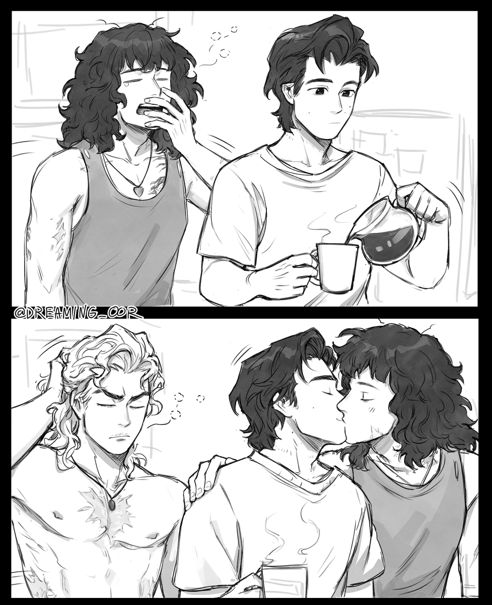 DREAMING_OOR's tweet photo. สตีฟกับแฟนหนุ่มทั้งสองของเขา~ 
#Harringrove #steddie https://t.co/bwxPxa63iU