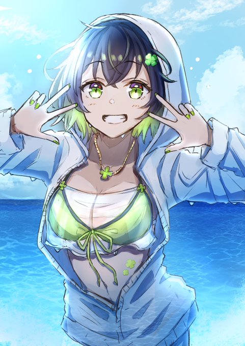 水着パーカーのtwitterイラスト検索結果