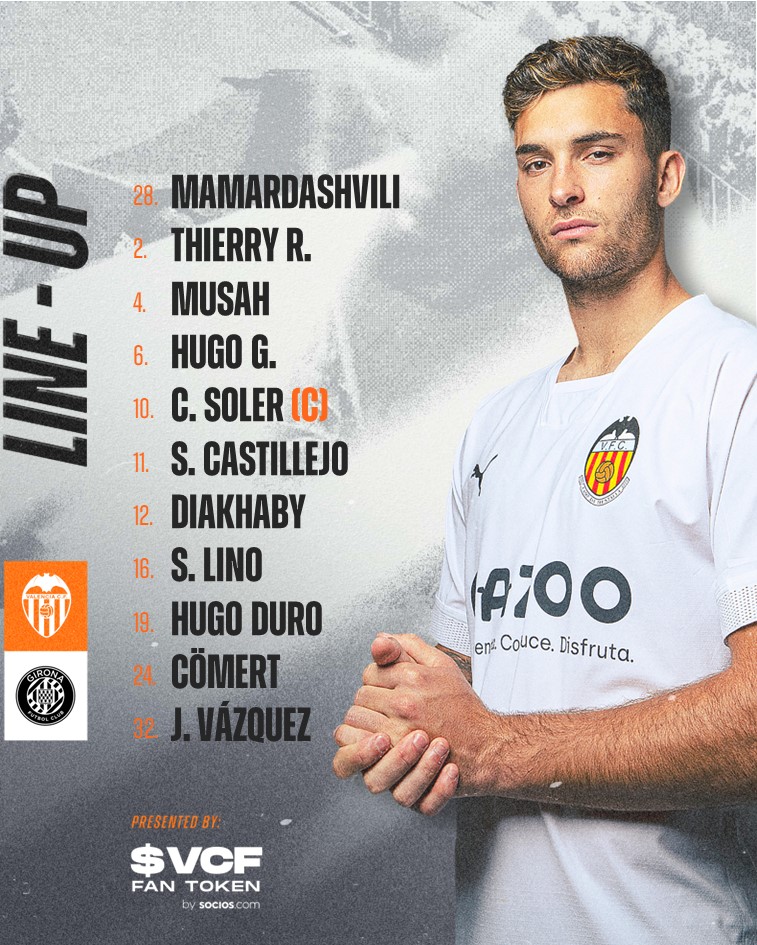 ⚽ STARTING XI 🆚 <a href="/GironaFC/">Girona FC</a>

#ValenciaGirona 🦇⚪🔴
#CORVCF