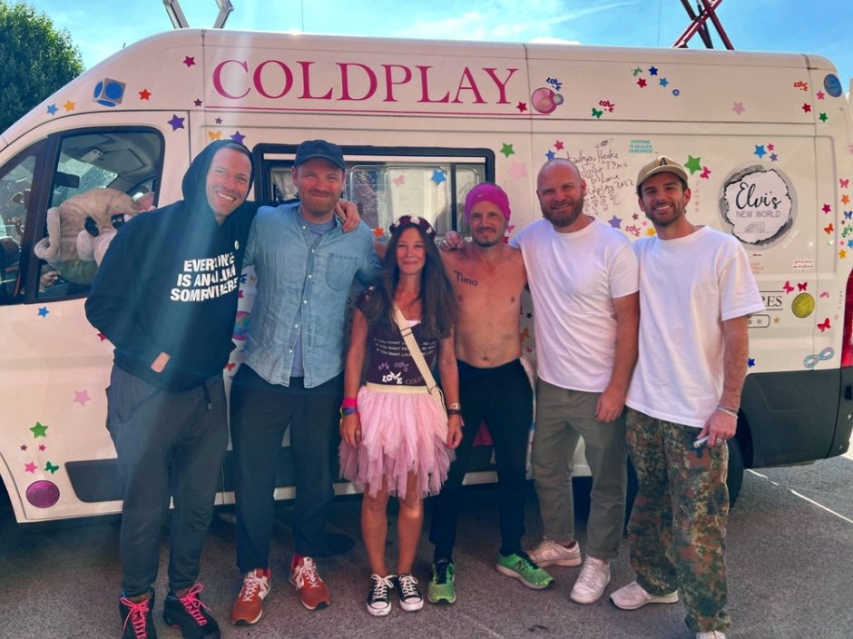 Heikilie's tweet photo. I accompanied Coldplay on the European tour with my Coldplay Camper Van and a crazy buddy is also on board.... Phil Harvey fulfilled my heart's desire in Brussels..... Jonny, Guy, Will and Chris autographed my van... it was all so exciting and unique and means so much to me....❤ https://t.co/fkVuCRb7rv