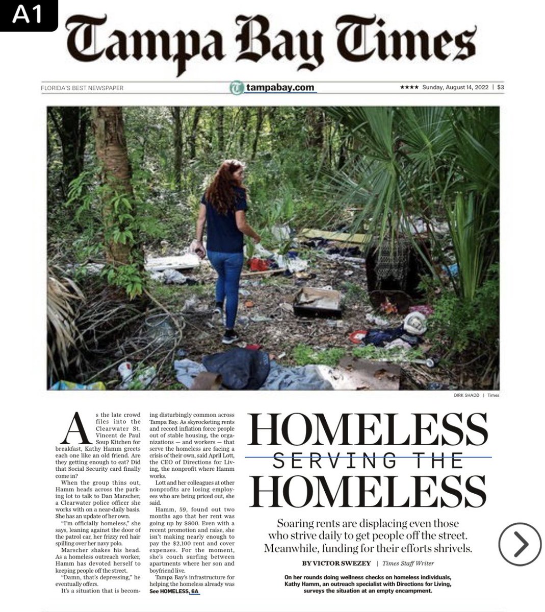 vicswezey's tweet photo. So incredibly honored to be on the front page of the Sunday paper. Huge thanks to everyone @TB_Times for an incredible summer and to Kathy Hamm  for sharing her story with me. https://t.co/J94N7nbpq7