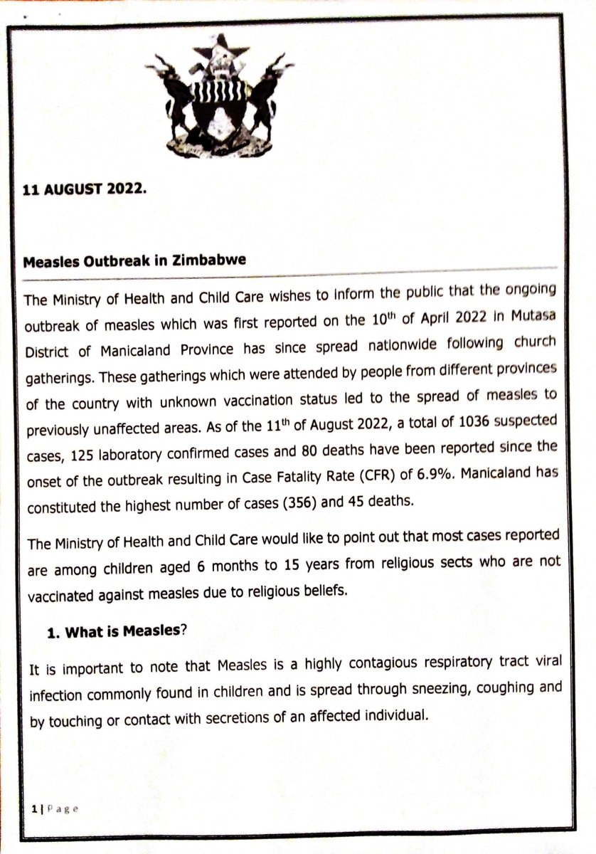 ZadhrDoctors's tweet photo. Govt warns of measles outbreak in Zim

@drnmatara @brightonchiz @MoHCCZim @SeniorDoctors @ZHDAofficial @DoctorsWomen @ZPNU_official @UrbanNurses @ZimbabweNurses @NewsDayZimbabwe @DailyNewsZim @NewZimbabweCom @NewsHawksLive @zimlive @citezw @garietunhira https://t.co/lh78SKJjJ3