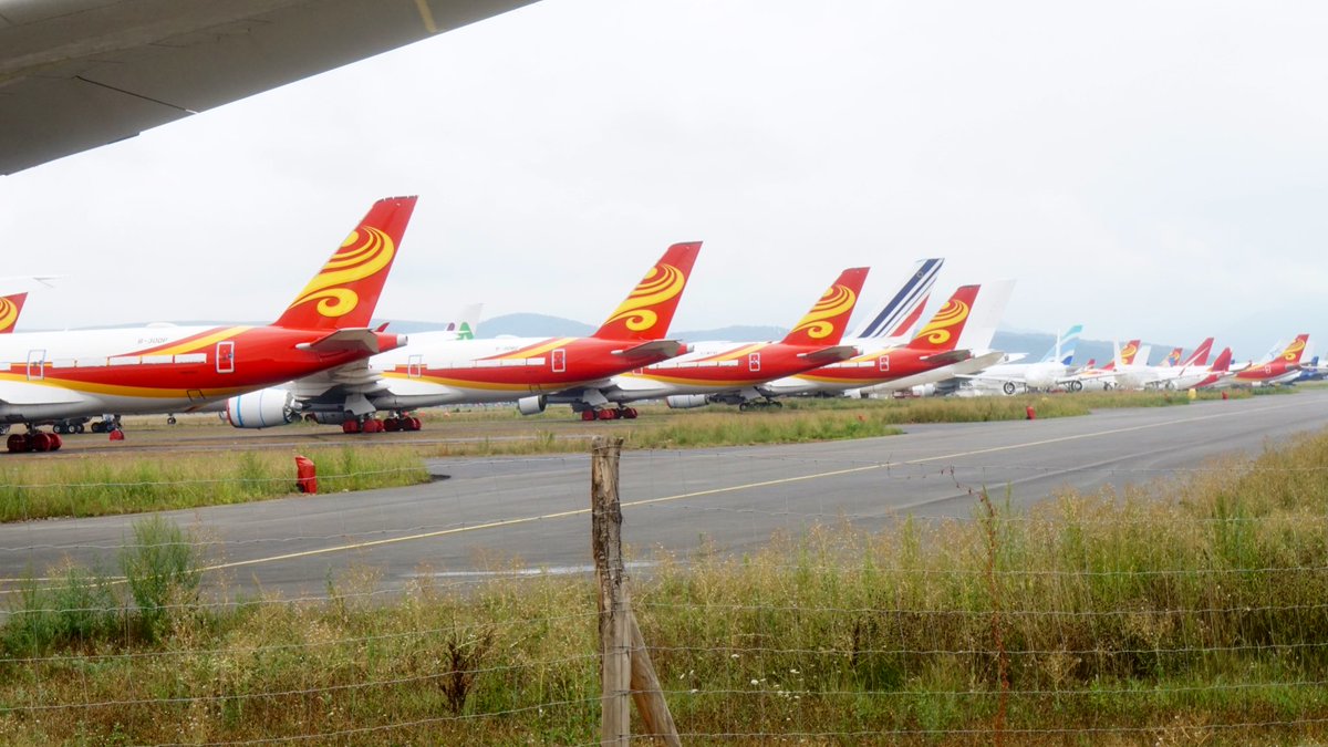jarimakinen's tweet photo. More planes at the Tarbes-Ossun-Lourdes airport #LFBT #LDE. Some of these are still waiting for better times (in Asia), some are here for good. They will be dismantled and come back as soda cans or new planes. https://t.co/dQSwiVoWsf