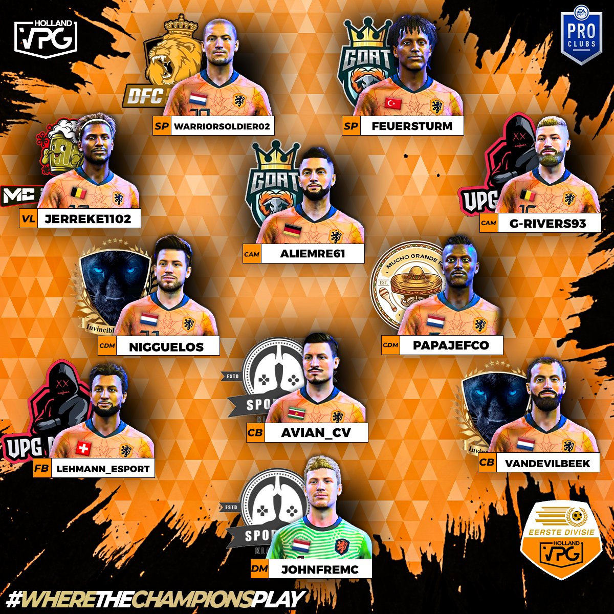 VPG Nederland (@vpg_nederland) on Twitter photo 🏆Dit waren de beste 11 spelers van deze week!🏆
Ondanks een rare week vanwege de EA servers op dinsdag hebben deze spelers weten te presteren in alle wedstrijden deze week! Well done!🇳🇱🔥
#Profclubs • #VPG • #ProClubs • <a href="/OfficialVPG/">Virtual Pro Gaming</a> 🏆Dit waren de beste 11 spelers van deze week!🏆
Ondanks een rare week vanwege de EA servers op dinsdag hebben deze spelers weten te presteren in alle wedstrijden deze week! Well done!🇳🇱🔥
#Profclubs • #VPG • #ProClubs • <a href="/OfficialVPG/">Virtual Pro Gaming</a>