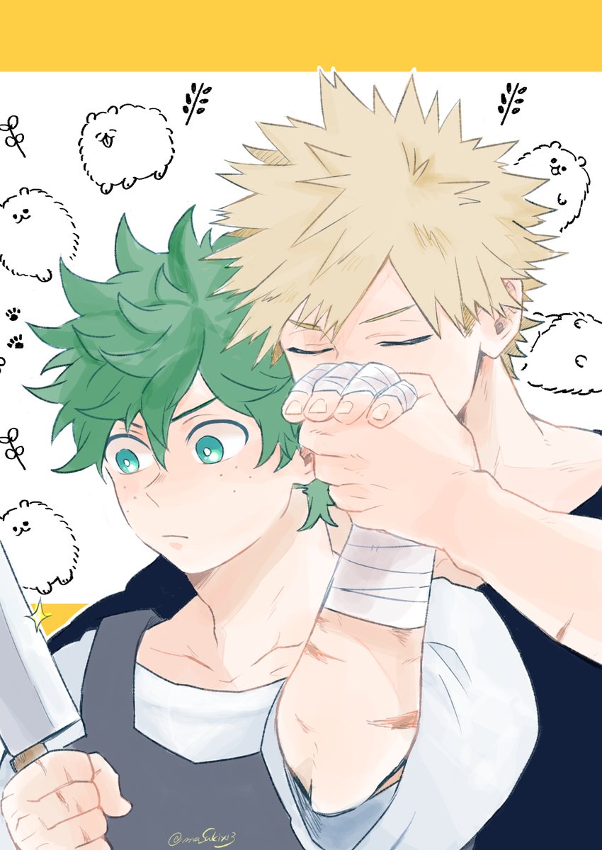 勝デ

「…かっちゃん、まだ僕料理してないしこの怪我仕事でなんだけど」
「……」 