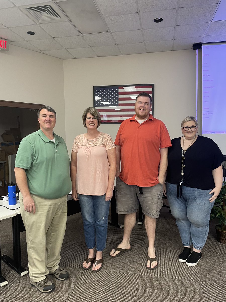 MSMusicEdu's tweet photo. HS Division Officers at the MSHSAA meeting on Saturday. Pictured L to R: Joel Hill, Past-President; Jana Smith, President; Daniel Vernon - Secretary; Jordan Langworthy - VP https://t.co/EXnThG1e3o