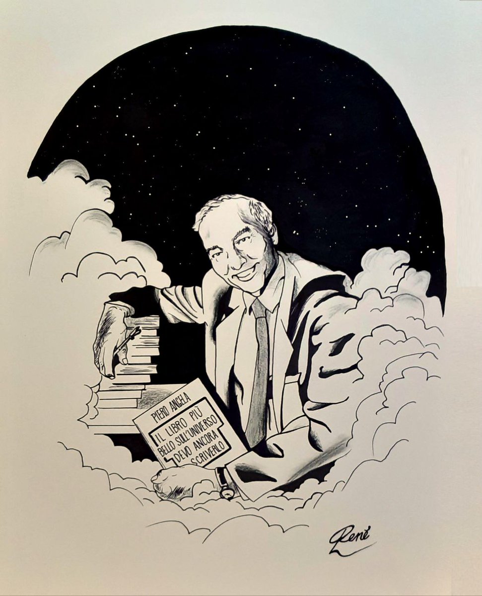RenFaraguna's tweet photo. Una mia #illustrazione omaggio a #PieroAngela: Maestro della TV e della Vita, adesso sei nella fantastica infinità di quel cosmo che solo Tu hai saputo così magnificamente raccontarci assieme ad altri mille, stupendi viaggi nella conoscenza. 💖
#René #pupoli #fumetti #Trieste https://t.co/Vo1yL7fddt