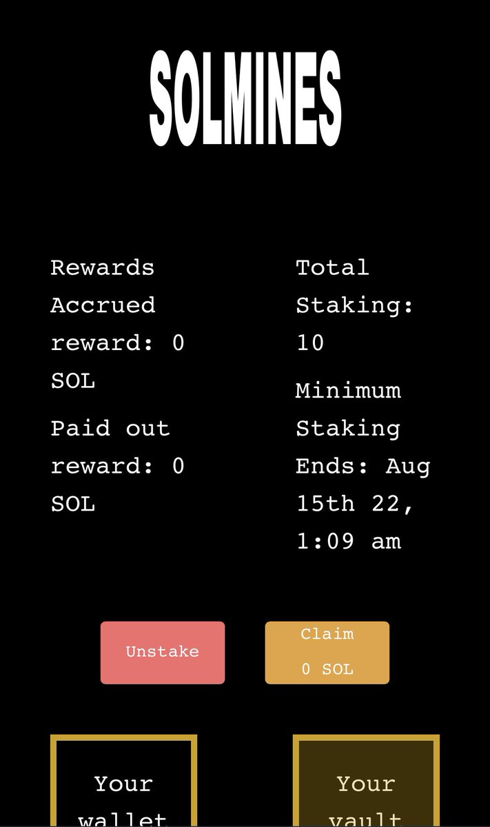 baobaomamama's tweet photo. @SolMinesgame STAKING IS LIVE NOW !!
Stake your #solmines and earn your first payout in 48 hrs !
And in the meantime the team will focus on launching the game in real soon. ๐ฅ https://t.co/fUEEDcFoqm