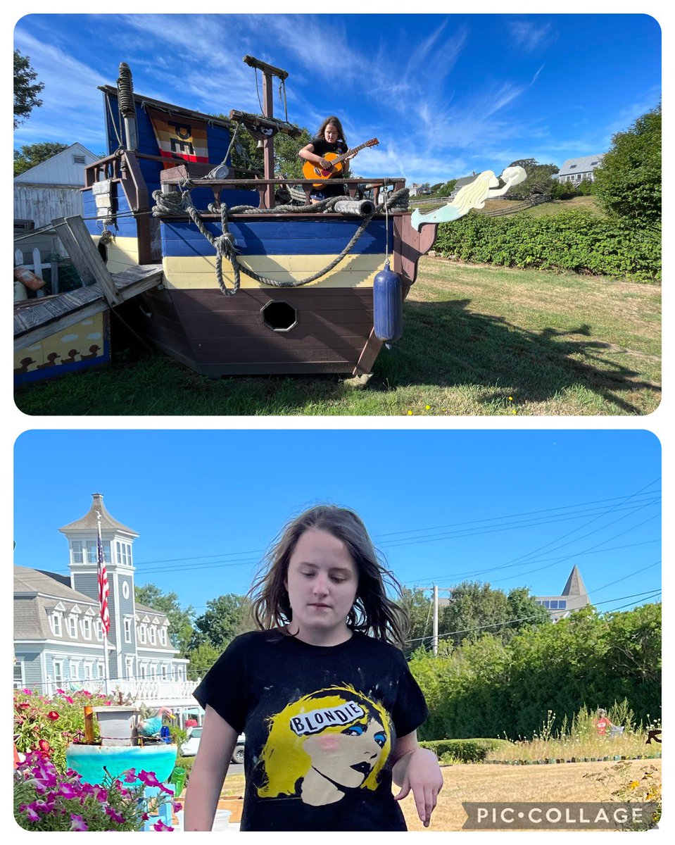 Just another day for Emma of strumming her guitar on a pirate ship, wearing her @BlondieOfficial shirt and telling Autism where to stick it! #EmmaRocksAutism #AutismDoesntHoldMeBack @clem_burke #BlockIslandRocks @rowanmusicther @RowanUniversity @jackybambam933 @mor100 @CARautism