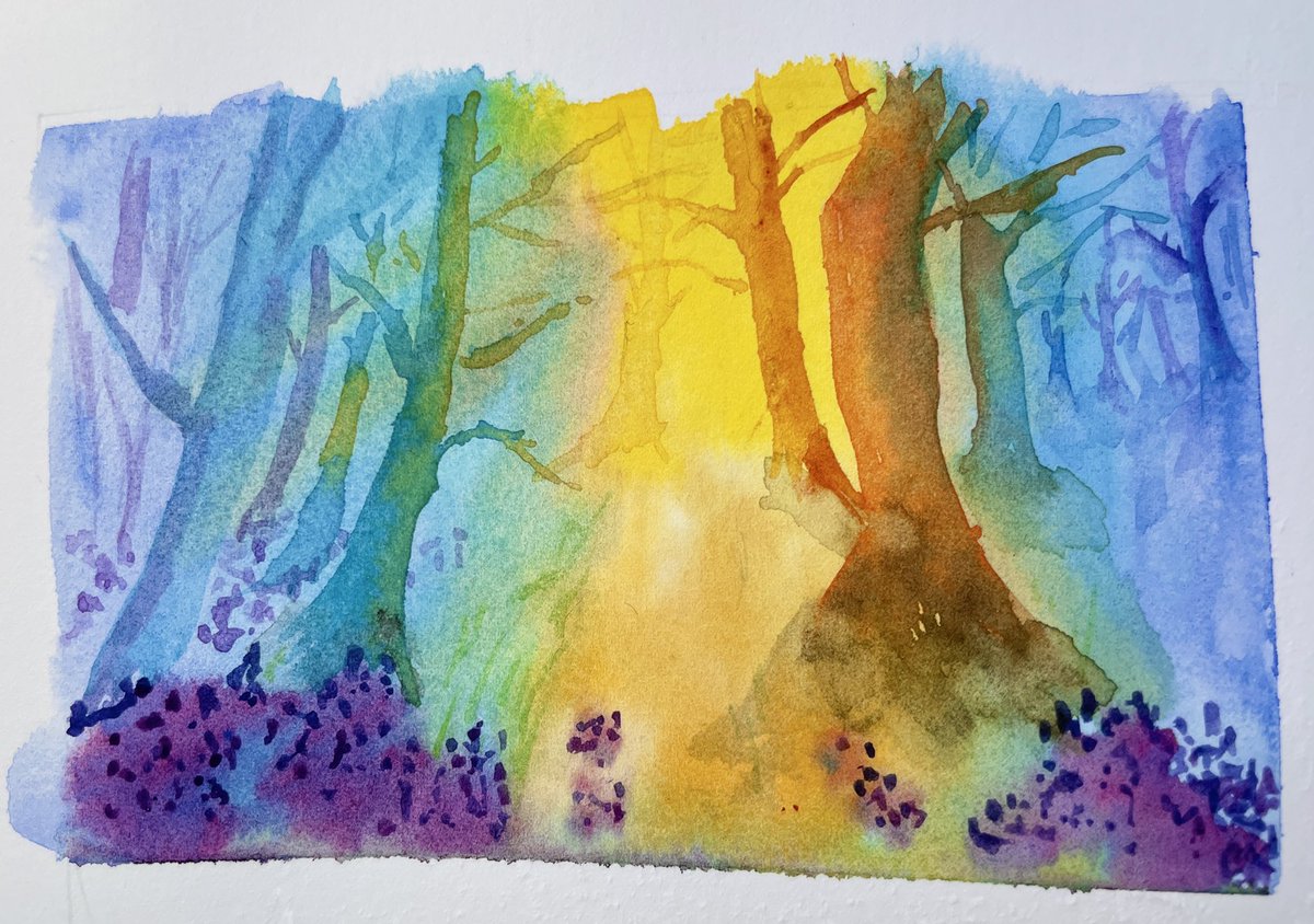 SEStewart5's tweet photo. Stretching the old #watercolor muscles sketching my idea of an #enchanted #forest inspired by my walk in the woods of Witham @UniofOxford #Illustration #fantasy https://t.co/yYswQBHJLZ