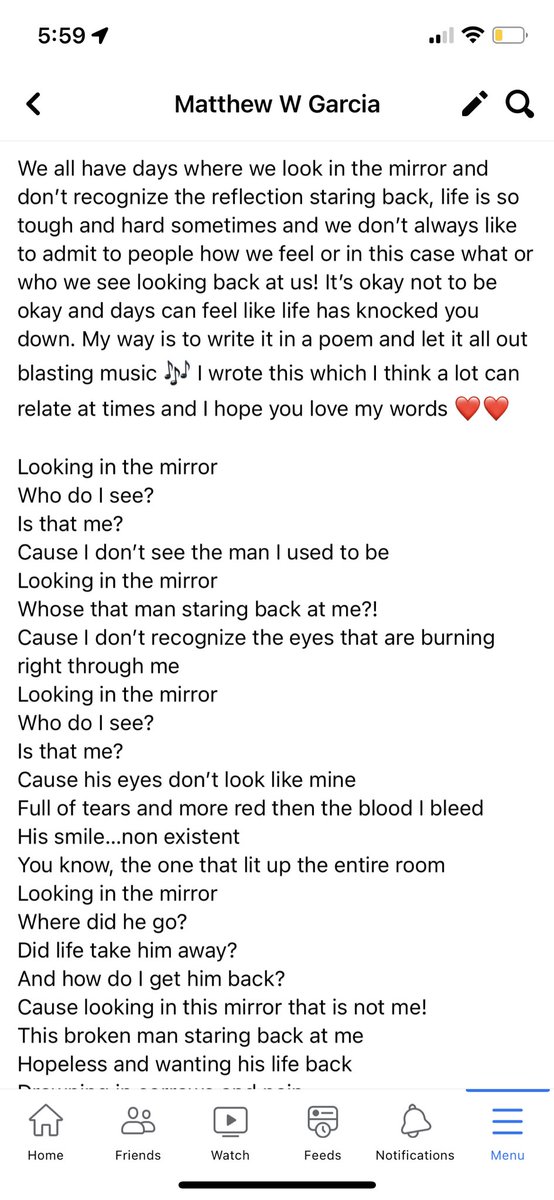 SonicMatt90's tweet photo. Shared this on Facebook but wouldn’t fit here so there’s two screenshots of it! #poetry #poet #poems #deep #youarenotalone https://t.co/PSDbdSxBhq
