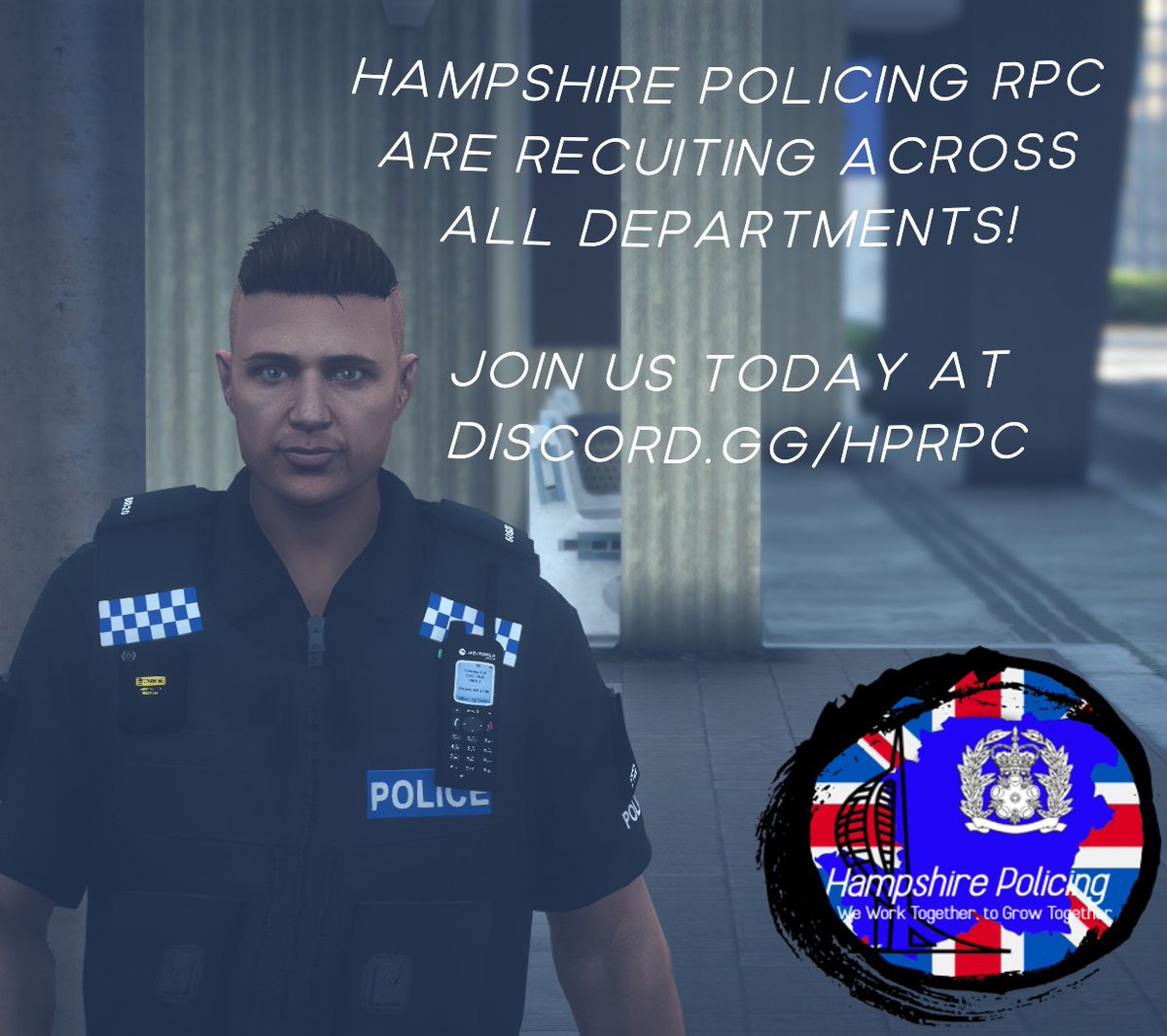 HPRP_Community's tweet photo. Hampshire Policing Roleplay Community are now Hiring across all departments!
Join our server today to get more information and access to the application forms!
#recruitment #hprpc #fivem https://t.co/TKVRfZOswF