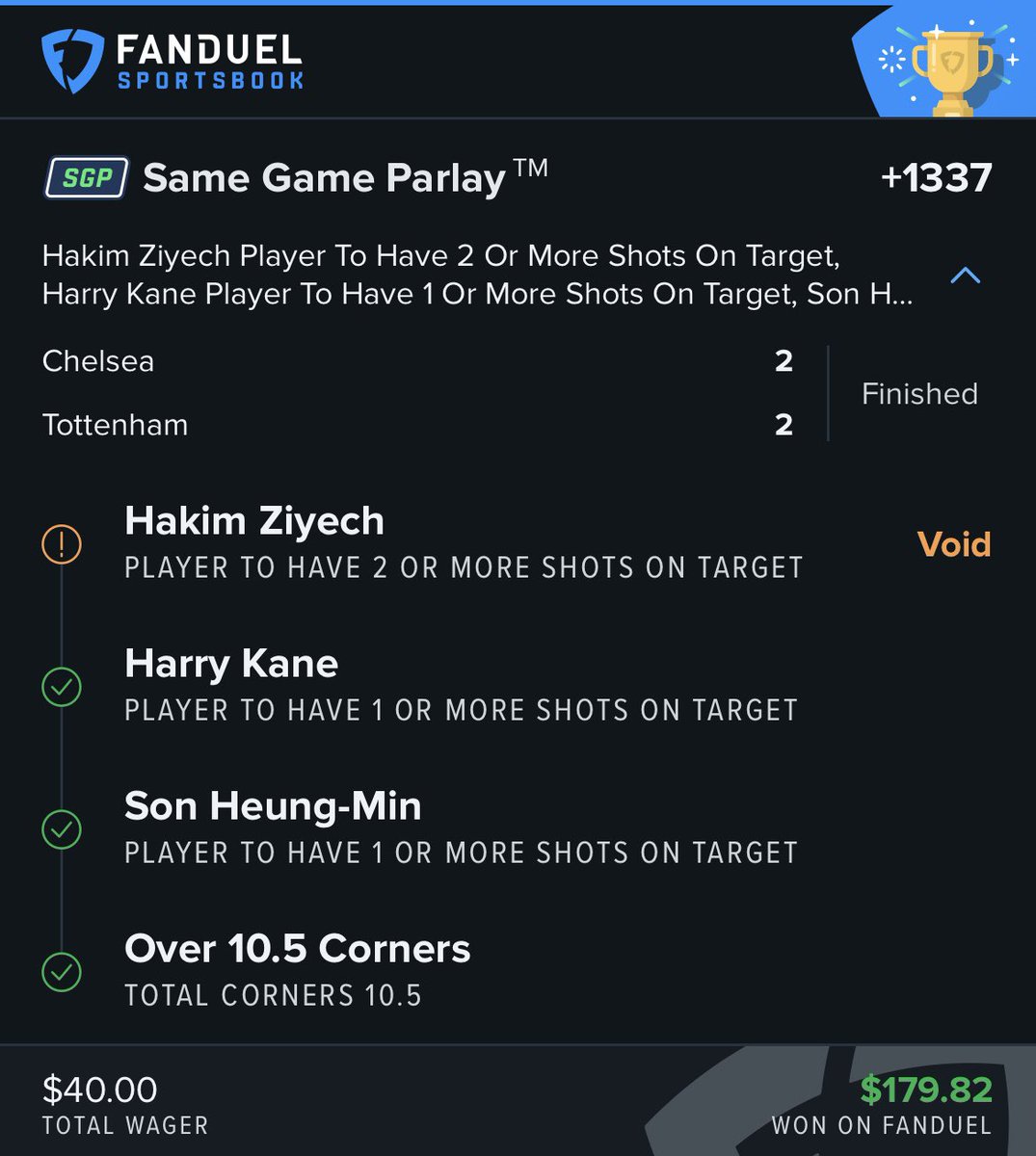 ChenInches's tweet photo. Thank you Harry for an amazing performance right before the game ended.  Miracle indeed.  #CHEvsTOT #EPL #FanDuel https://t.co/6D6tgIKdab