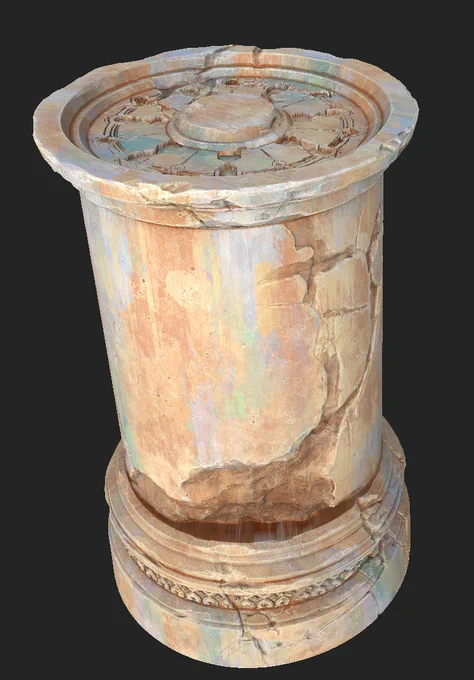 here is the end result with this method. notice my painterly colors are above the base pass but below the realistic effects pass (ao, edge chipping, gradient). this ties all the colors together and grounds them imo. 