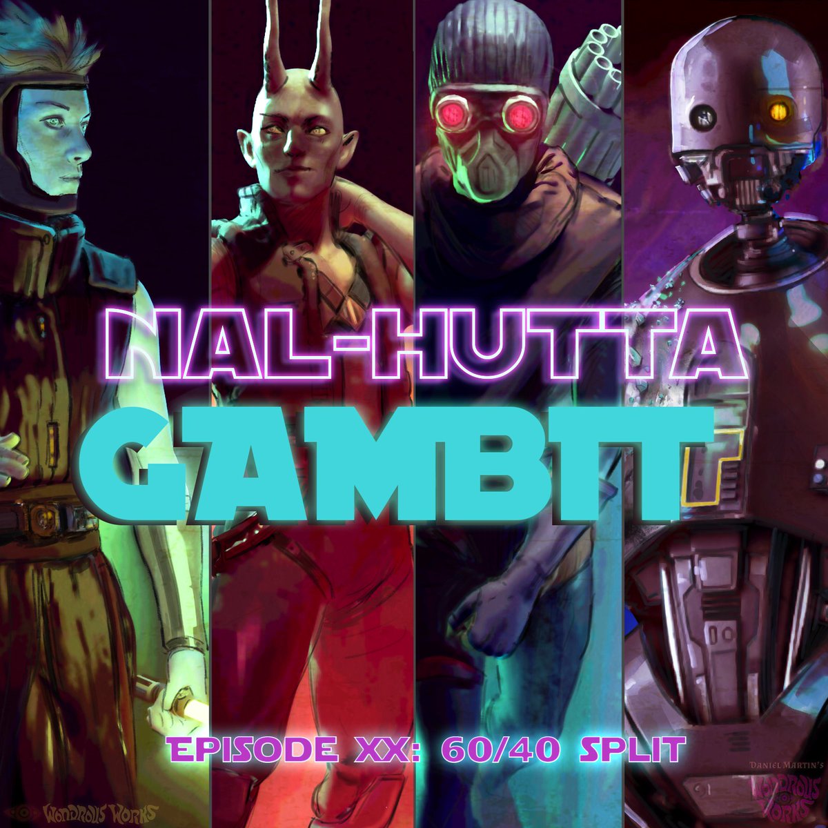 Nal Hutta Gambit, Episode 20: 60/40 Split, is now available for download on all major podcatchers!

Character art by Dan Martin
wondrousworks.art/contact.html

#rpg #roleplaying #podcast #actualplay #swrpg #ttrpg #starwarsrpg #nalhuttagambit
