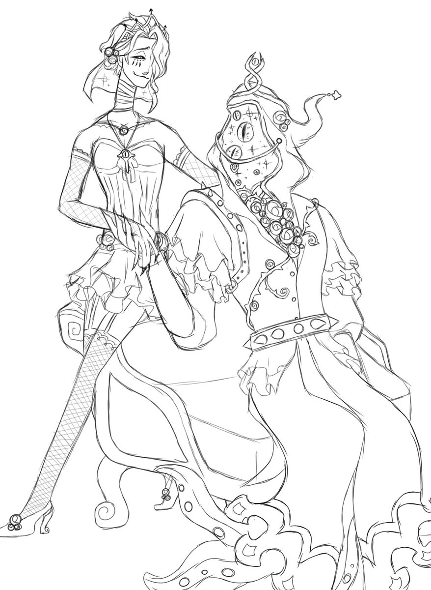 OrphyWolfy's tweet photo. Hastur x Alva WITH THE ADAMIL S TIERS FIT WIP (I'm mentally insane)
#alvalorenz #feaster #idvhermit #idvfeaster #Halva #IdentityV #IdentityVfanart #identityVイラスト https://t.co/LVJTHdhGDS