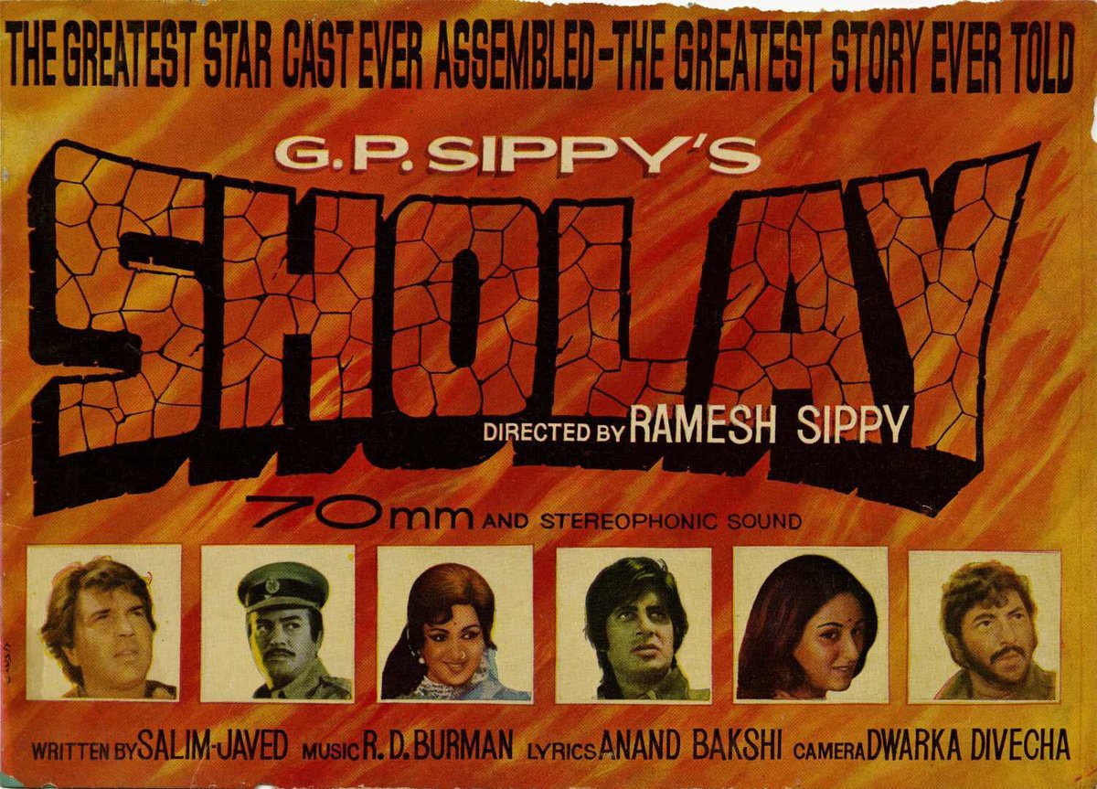 #Sholay released August 15, 1975 #SholayDay🌟
All Time 🔝 Indian BlockBuster😎
India's Best Grandeur Commercial Classic👌🏼
Friendship❤️ Stunning Action Sequence🔥
#RameshSippy🎬#RDBurman🎼
#Dharmendra & #HemaMalini😍
#AmitabhBachchan & #JayaBhaduri❤️
#SanjeevKumar & #AmjadKhan🔥