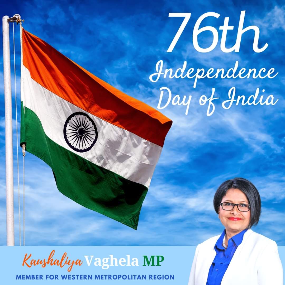 INDIAN INDEPENDENCE DAY 
I wish every person of Indian heritage a very happy 75th anniversary of Independence Day.
This significant day holds a very special place in every Indian person's heart. Our courageous freedom fighters fought hard to seek freedom. 
Jai Hind!#KaushaliyaMP