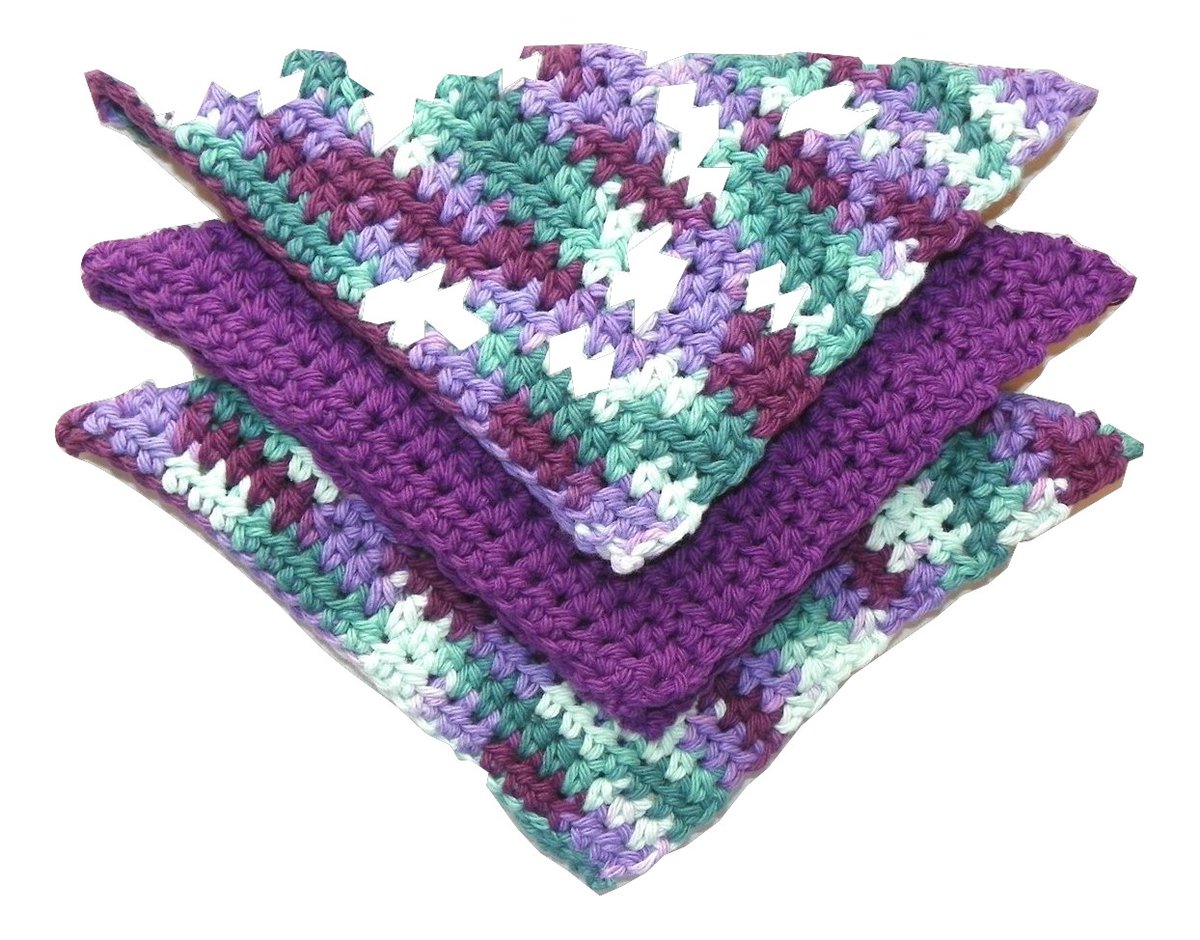 LifeUnsorted's tweet photo. Check out Crocheted Dishcloths, Set of 3 Handmade, Purple-Teal https://t.co/LIOonbux1h #eBay via @eBay https://t.co/frePK91zXo