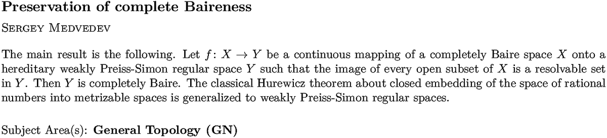 arxiv.org/abs/2208.05538…
S Medvedev
Preservation of complete Baireness