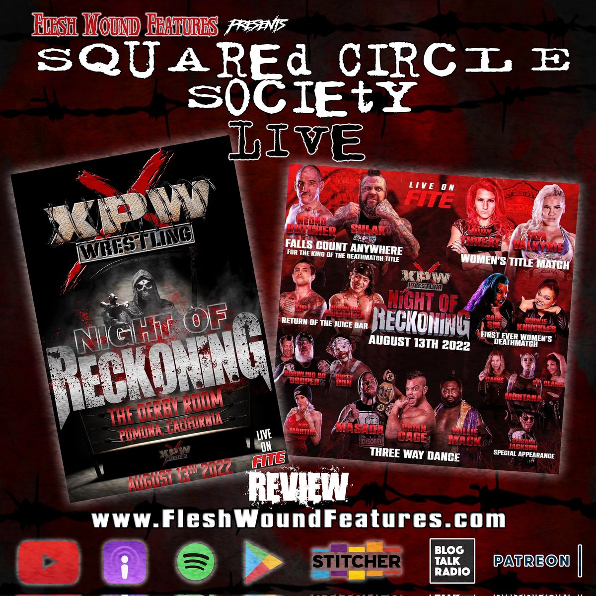 We break down all the crimson soaked action that only @Thexpwwrestling can deliver. Join us live and join in the conversation! youtu.be/1mSnQTjdzFQ #XPW #XPWNightOfReckoning #shlak #deathmatch #xpwwrestling #tayavalkyrie #robblack #extremewrestling #masada #mickieknuckles